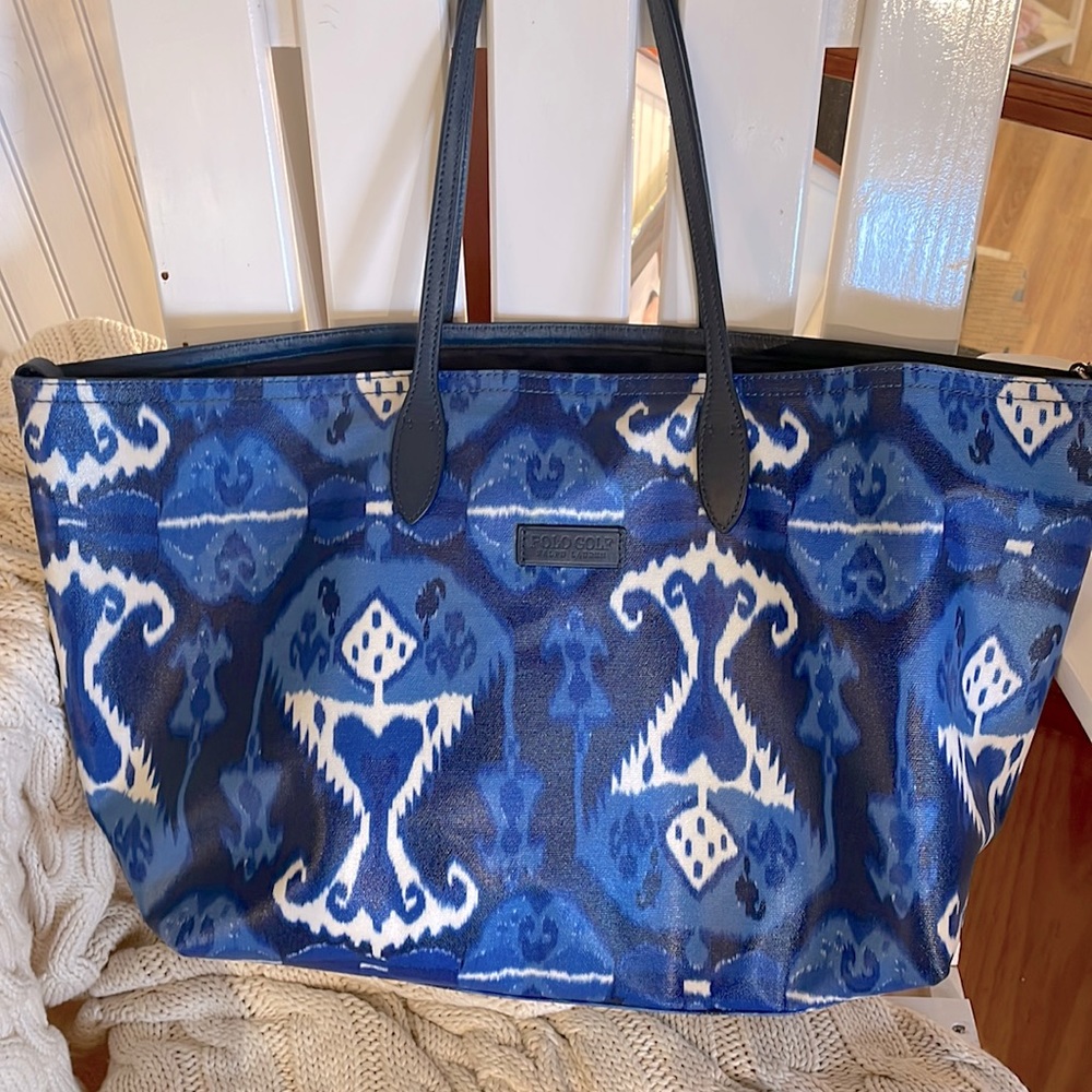 Polo Golf Ralph Lauren NWOT Large Tote,  Blue Pattern Nylon